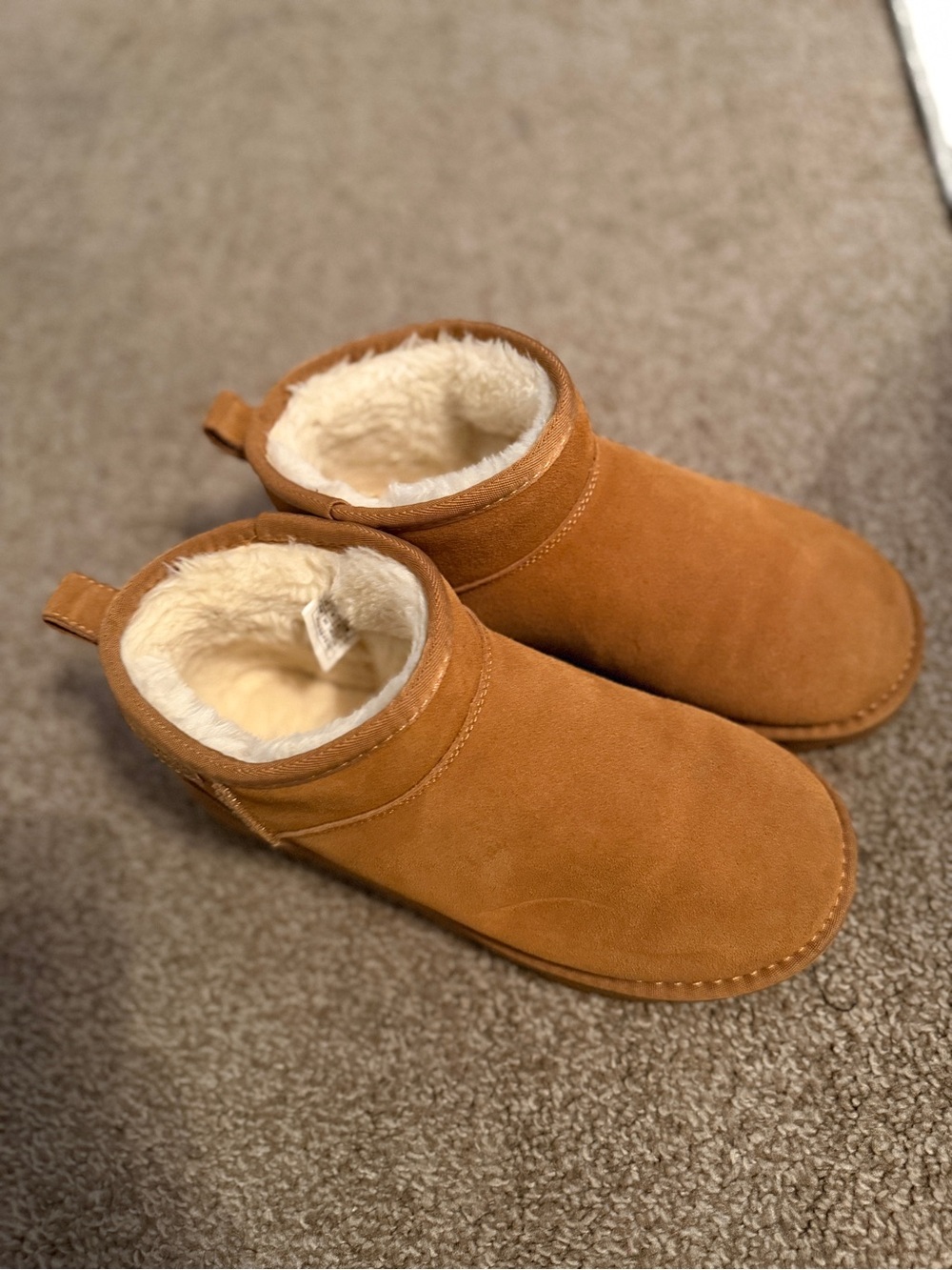 Women's Cozy Suede Winter Booties with Faux-Fur Lining in Chestnut